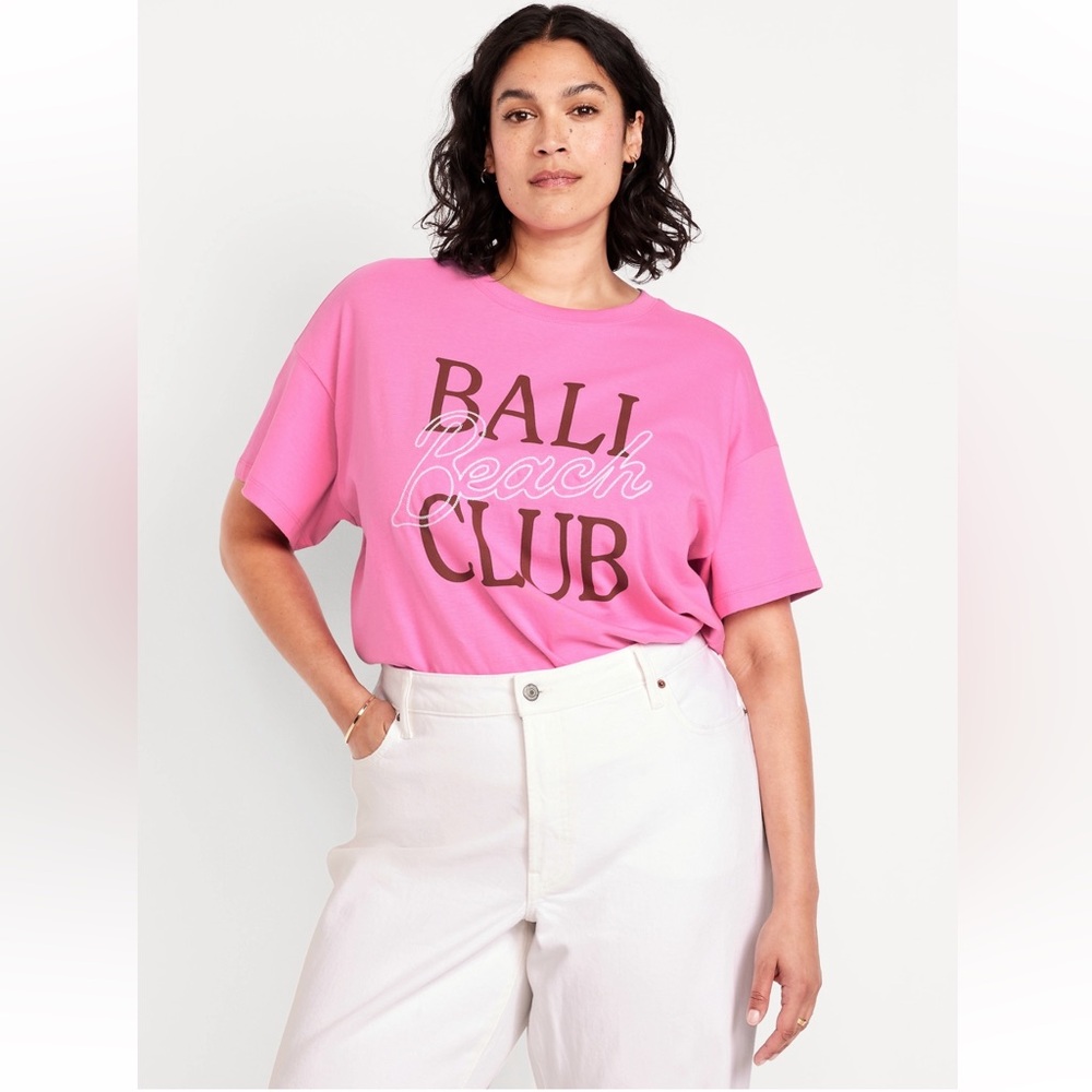 Old navy Pink Boxy Short Sleeve Tee with Relaxed Fit